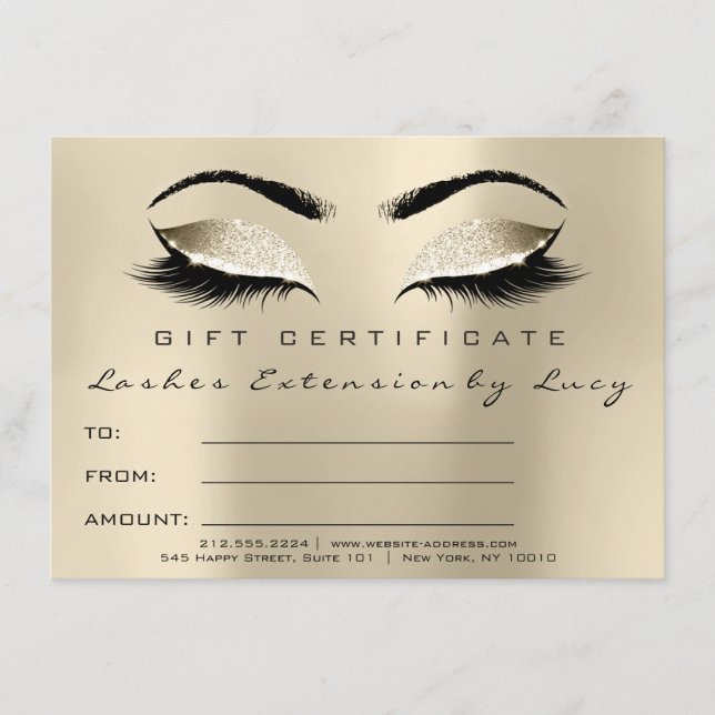 Lashes Extension Makeup Certificate Gift Ivory (Vorderseite)