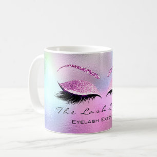 Lashes Extension Makeup Studio Pink Ombre Glitzer Kaffeetasse
