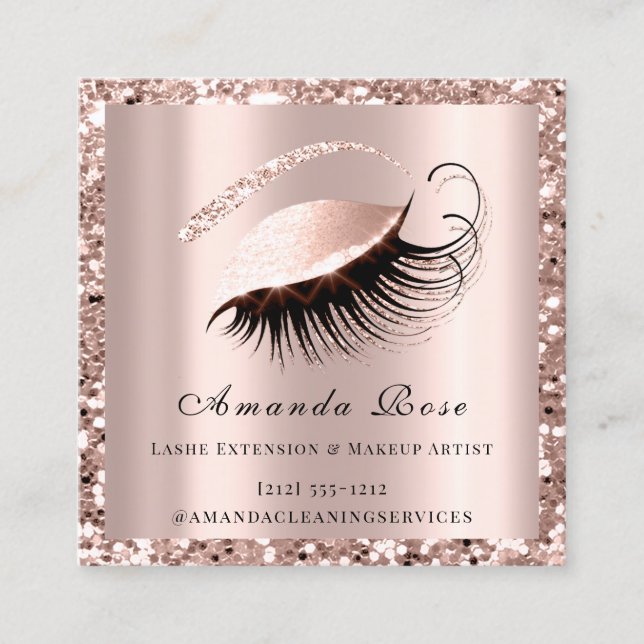 Lashes Extension Makeust Artist Beauty Rose Pink Terminkarte (Vorderseite)