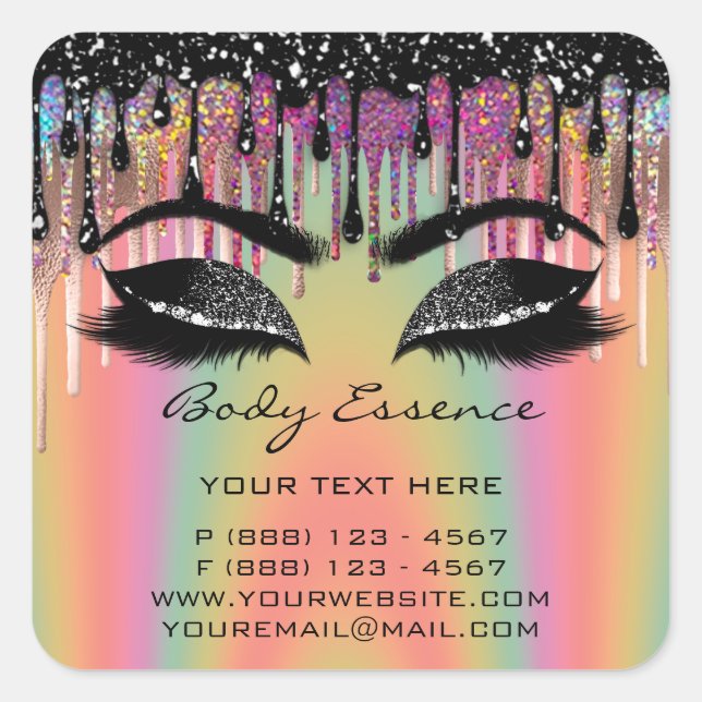 Lashes Extension Shop Holograph Black Coral Quadratischer Aufkleber (Vorderseite)