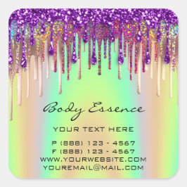 Lashes Extension Shop Holograph Lila gelb Quadratischer Aufkleber