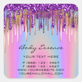 Lashes Extension Shop Holograph Lila Pastell Quadratischer Aufkleber