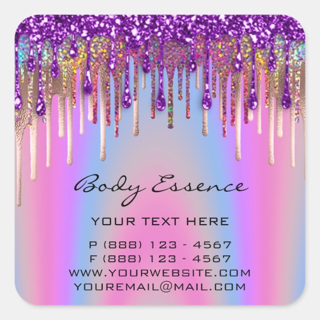 Lashes Extension Shop Holograph Lila rosa Quadratischer Aufkleber (Vorderseite)