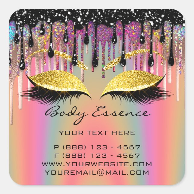 Lashes Extension Shop Tropfen Rose Quadratischer Aufkleber (Vorderseite)