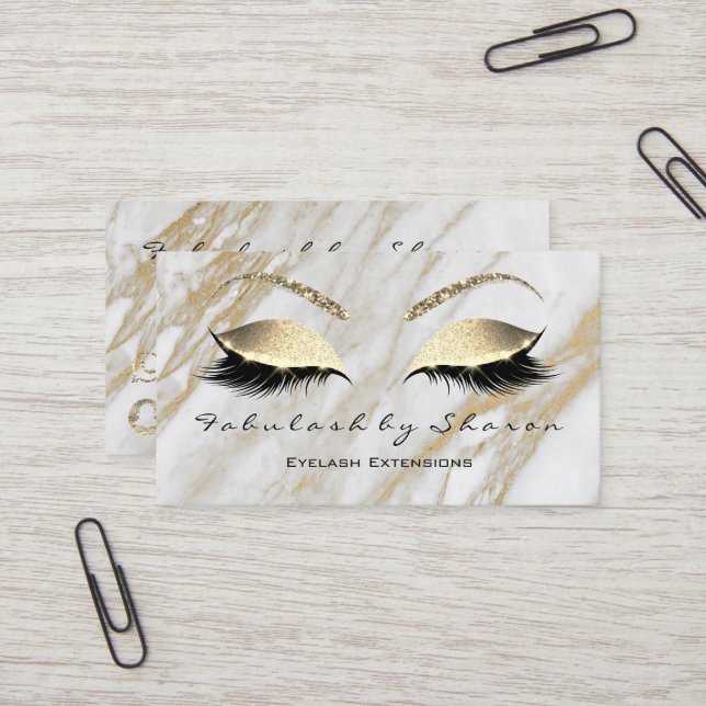 Lashes Extension Snapchat, Instagram Gold Marble2 Visitenkarte (Vorderseite/Rückseite Beispiel)