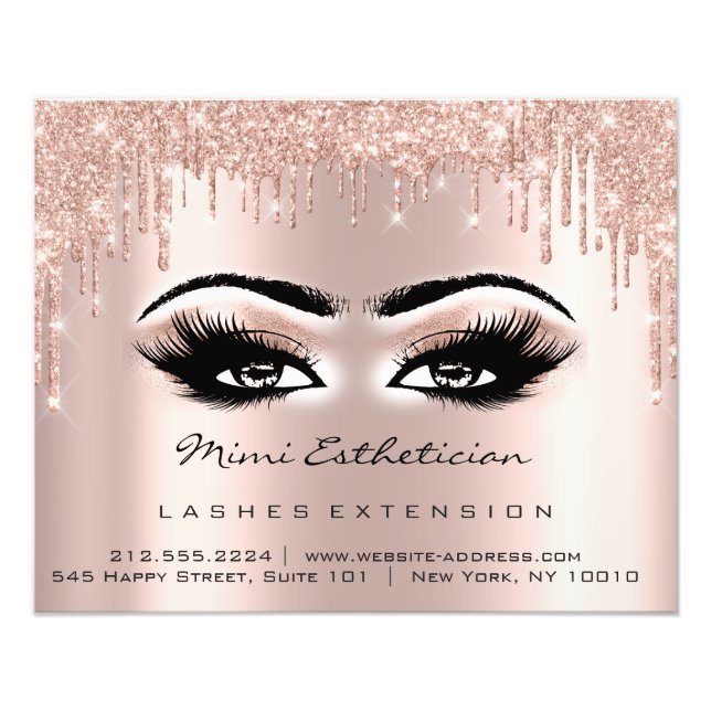 Lashes Extension Studio Makeuws Brows Rose Tropfen Fotodruck (Vorne)
