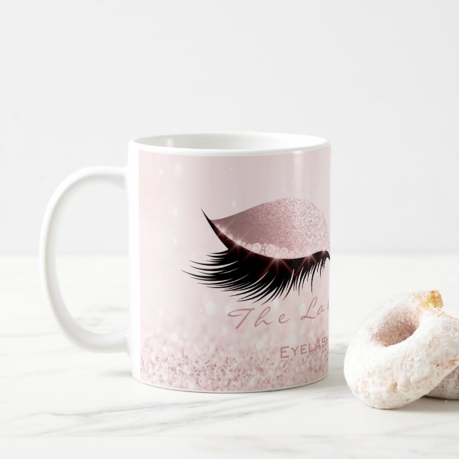Lashes Extension Studio Rose Pink Makeup Girly Kaffeetasse (Mit Donut)