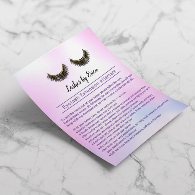 Lashes Eyelash Extension Aftercare Aquarell Pink Flyer (Von Creator hochgeladen)