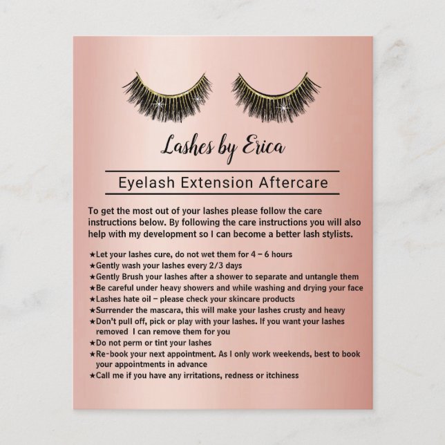 Lashes Eyelash Extension Salon Rose Flyer (Vorne)
