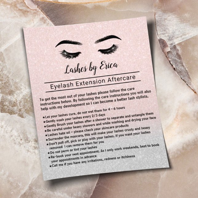 Lashes Eyelash Extensions Aftercare Instruction Flyer (Von Creator hochgeladen)