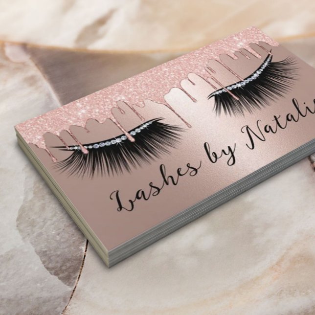 Lashes Eyelash Gems Makeup Artist Rose Gold Tropfe Visitenkarte (Von Creator hochgeladen)