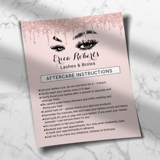 Lashes Eyelash Makeup Artist Aftercare Instruction Flyer (Von Creator hochgeladen)