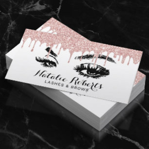 Lashes Eyelash Makeup Artist Rose Gold Tropfen Visitenkarte