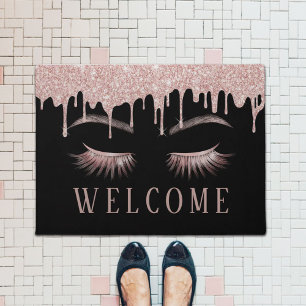 Lashes Eyelash Salon Rose Gold Tropfen Willkommen Fußmatte