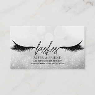 Lashes Eyelashes Erweiterungen Silver Refer a Frie Empfehlungskarte