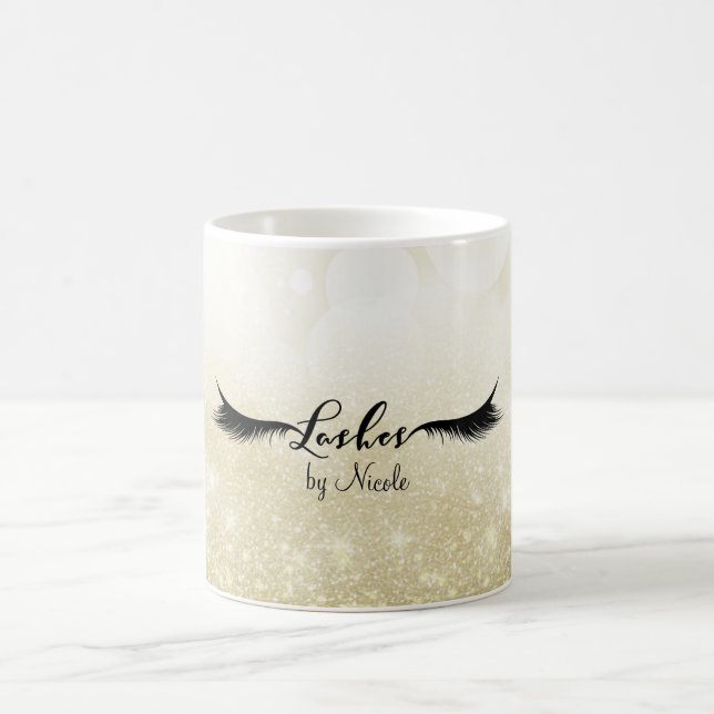 LASHES Eyelashes Gold Glam Personalisiert Beauty Tasse (Mittel)