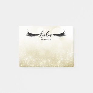 Lashes Eyelashes Gold Sparkle Personalisiert Post-it Klebezettel