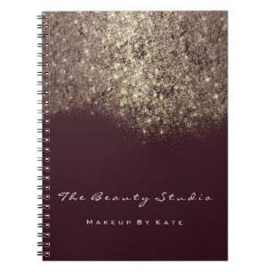 Lashes Eyes Makeup Burgundy Artist Gold Glitzer Notizblock