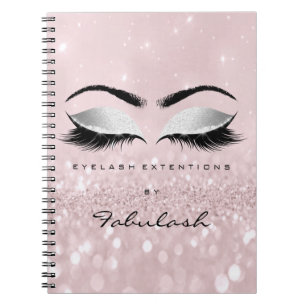 Lashes Glitzer Eyes Makeup Pink Rose Girlaname Notizblock