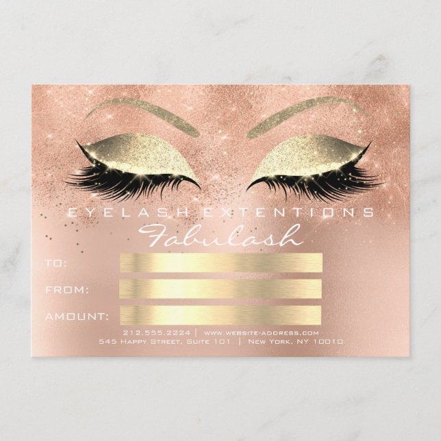 Lashes Glitzer Rose Gold Makeup Zertifikat Geschen (Vorderseite)