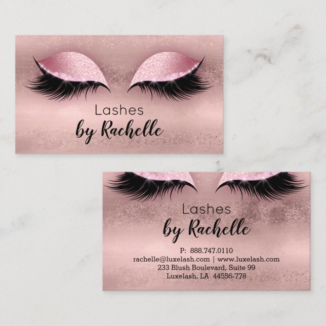 Lashes Lash Business Card Eyelash Rose Gold Visitenkarte (Vorne/Hinten)