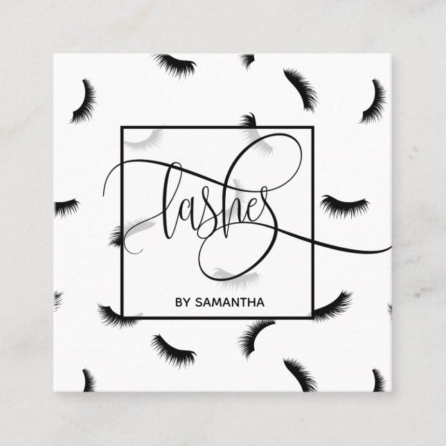 Lashes Lots of Lashes Eyelash Lash Artist Quadratische Visitenkarte (Vorderseite)