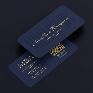 Lashes Makeup Artist Elegant Navy Modernes Monogra Visitenkarte