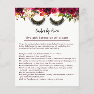 Lashes Makeup Artist Floral Aftercare Instruktion Flyer