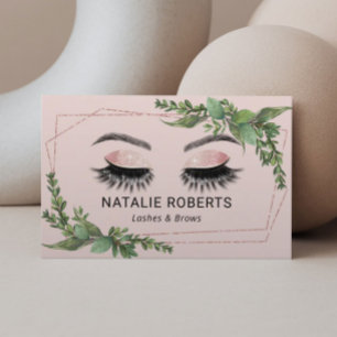 Lashes Makeup Artist Geometric Greenery Blush Pink Visitenkarte