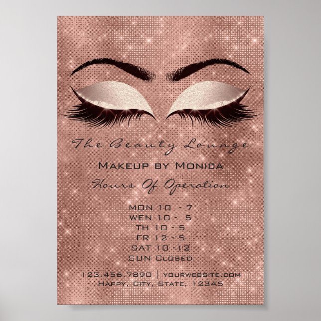 Lashes Makeup Artist Glitzer Beauty Rose Park Poster (Vorne)
