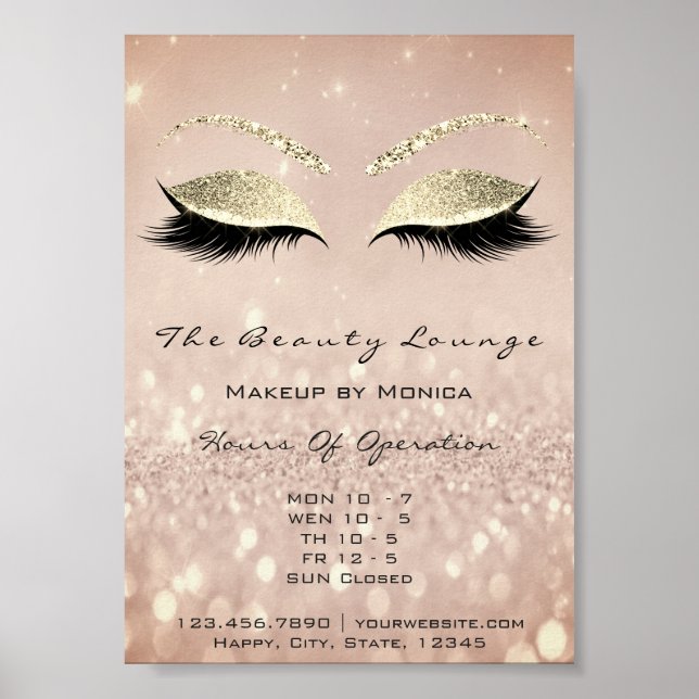 Lashes Makeup Artist Glitzer Beauty Salon Skinny Poster (Vorne)