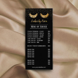 Lashes Makeup Artist Gold Confetti Preisliste Werbekarte
