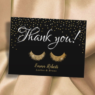 Lashes Makeup Artist Gold Confetti Vielen Dank Postkarte