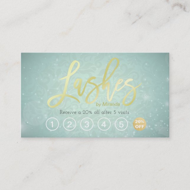 Lashes Makeup Artist Gold Script Loyalty Punch Treuekarte (Vorderseite)