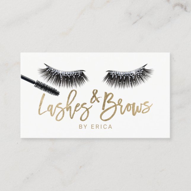 Lashes Makeup Artist Gold Typography Eyelash Salon Visitenkarte (Vorderseite)