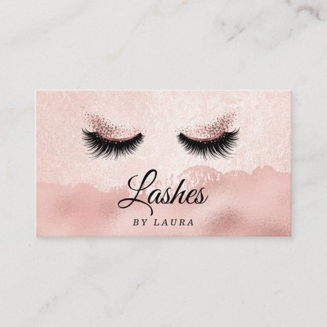 Lashes Makeup Artist Imitats Rose Goldfolie Visitenkarte (Vorderseite)