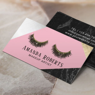 Lashes Makeup Artist Marble Silver Gold Pink Visitenkarte