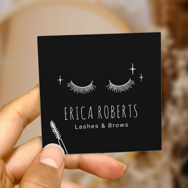Lashes Makeup Artist Minimalistisch Eyelash Salon Quadratische Visitenkarte (Von Creator hochgeladen)