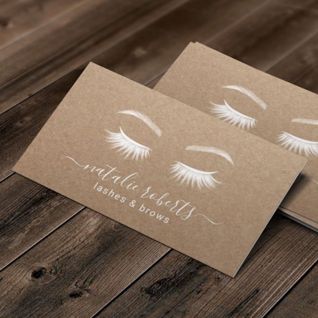 Lashes Makeup Artist Minimalistische rustikale Kra Visitenkarte (Von Creator hochgeladen)
