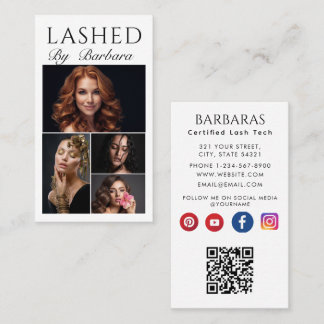 Lashes Makeup Artist Modern Black 4 Foto qr Visitenkarte
