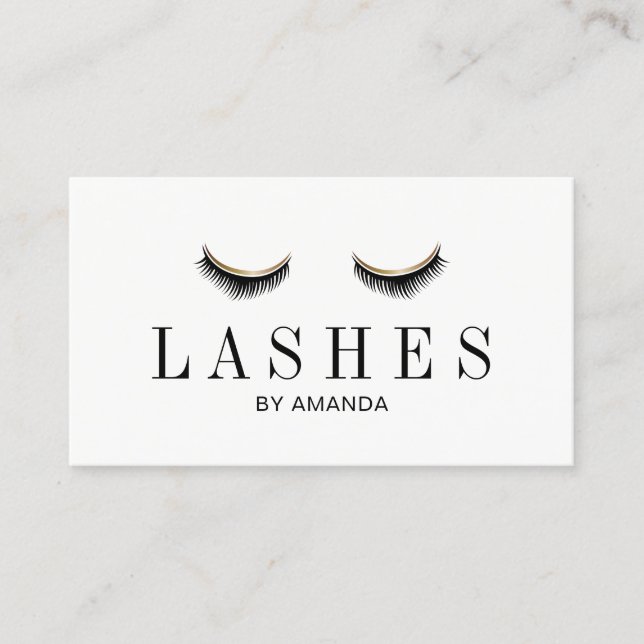 Lashes Makeup Artist Modern Gold Eyelash Extension Visitenkarte (Vorderseite)