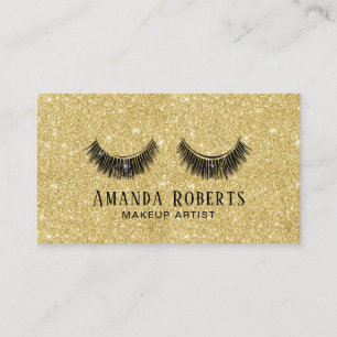 Lashes Makeup Artist Modern Gold Glitzer Salon Visitenkarte