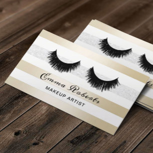 Lashes Makeup Artist Moderne Gold- und Silberstrei Visitenkarte