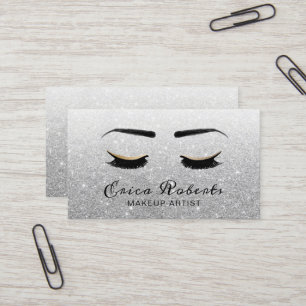 Lashes Makeup Artist Moderner Silver Glitzer Visitenkarte