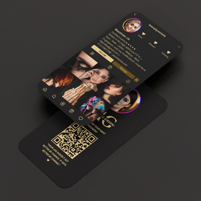 Lashes Makeup Artist Nail Tech Black Instagramm Visitenkarte (Lashes Makeup Artist Nail Tech Black Instagram Business Card
)