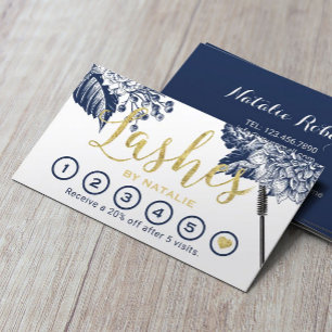 Lashes Makeup Artist Navy Floral Eyelash Loyalty Treuekarte