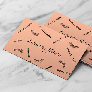 Lashes Makeup Artist Niedlich Eyelash Salon Peach Visitenkarte