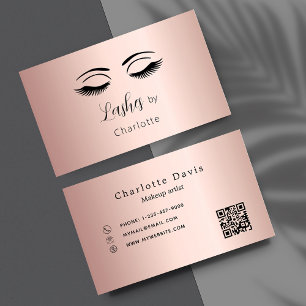 Lashes Makeup artist Rose Gold QR Code Visitenkarte