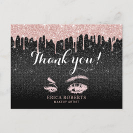 Lashes Makeup Artist Rose Gold Tropfen Schönheitss Postkarte