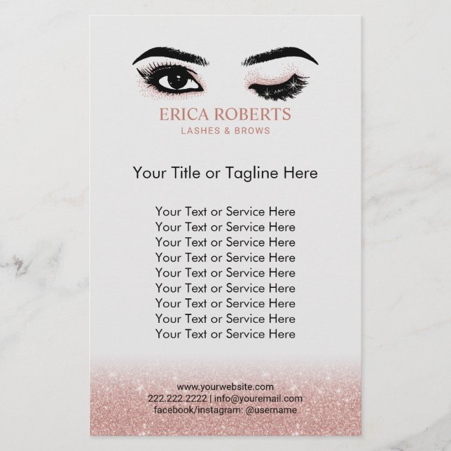 Lashes Makeup Artist Rose Gold Wink Augen Beauty Flyer (Vorne)